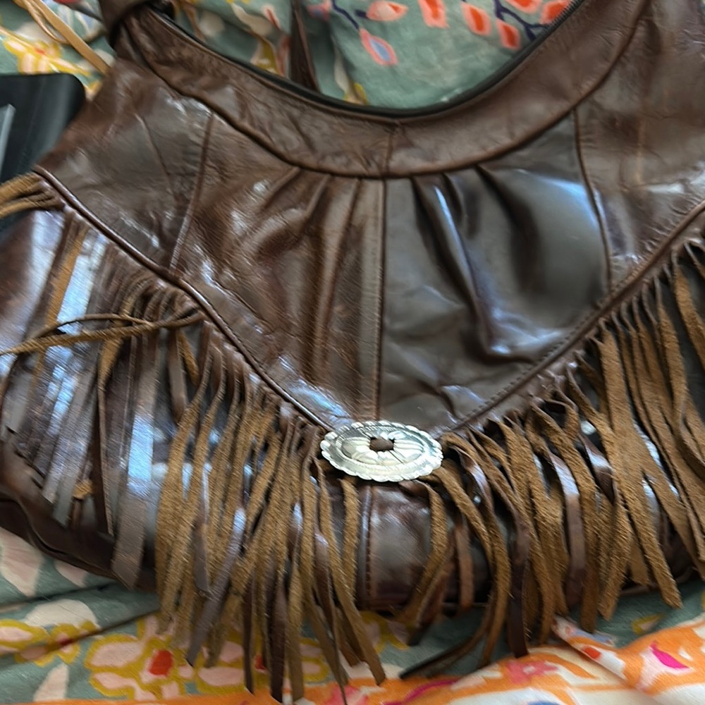 Fringed Brown Leather Bag